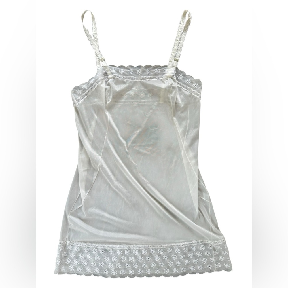 Sheer Floral Embroidered Trim Slip